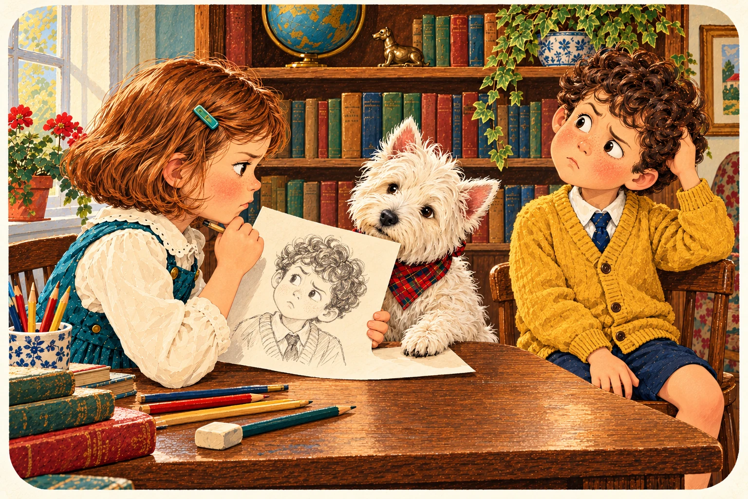 Jenny, Jake y el westie ilustran Ponle nombre a esa expresión.