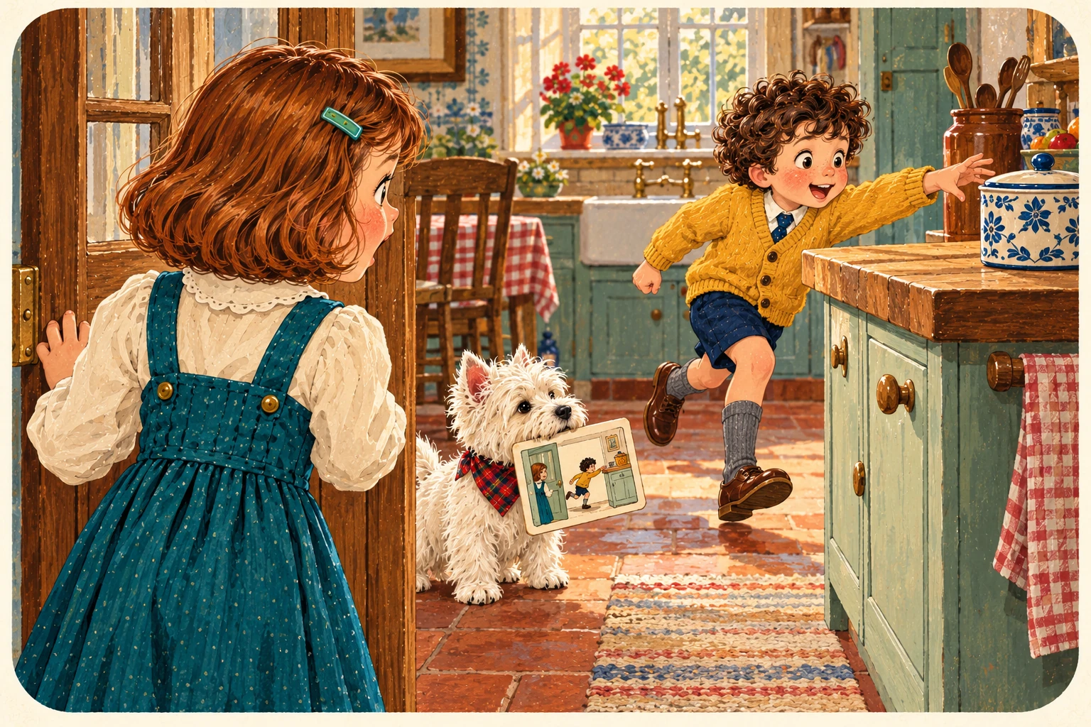 Jenny, Jake y el westie ilustran ¿Por dónde entraste?.